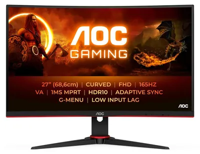 Obrázok produktu pre AOC G2 C27G2E/BK, 68,6 cm (27"), 1920 x 1080 px, Full HD, 1 ms, Čierna, Červená