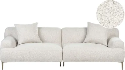 Zdjęcie produktu dla BELIANI Sofa 3-osobowa zlamana biel boucle tapicerowana salon nowoczesny styl metalowe nogi
