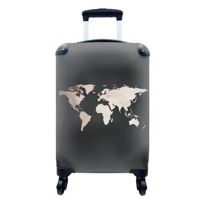 Produktbild von MuchoWow® Koffer Handgepäck Trolley Rollkoffer Kleine Reisekoffer mit 4 Rollen - Weltkarte - Weiß - Schwarz - Cabin Size < 55x40x23 cm & 55x40x20 cm - Fotokoffer - Kabinenkoffer - Boardgepäck - Reise-Box - Reisekoffer - Reisegepäck - Koffer mit Bild - Trolley für Kinder
