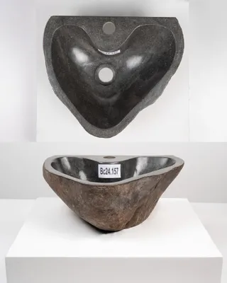 Image de Lavabo en granit naturel - 40 cm avec trou pour robinet