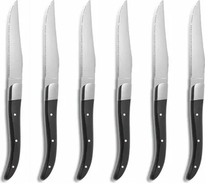 Produktbild von Comas Steakmesser ACR Black 6er Set, Fleischmesser, Edelstahl, Acryl, Schwarz, 22.5 cm, 3010