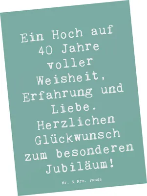 Produktbild von Mr. & Mrs. Panda einzelkarte Spruch 40. Geburtstag Weisheit - Meeresbrise - Geschenk, besondere Meilenstein, Grußkarte, Postkarten, Ansichtskarte, Kunstkarten, Party