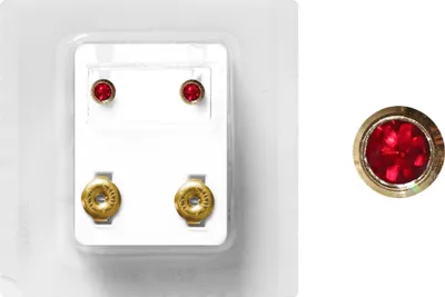 Produktbild von Erstohrstecker Chirurgenstahl vergoldet Sterile Ohrstecker Zarge mit Stein in rot 4mm