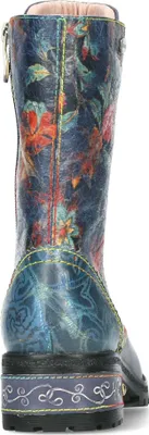 Produktbild von Laura Vita Damen Stiefelette Leder Blumen Muster Flügelkappe Cocrailo 83, Größe:38 EU, Farbe:Blau