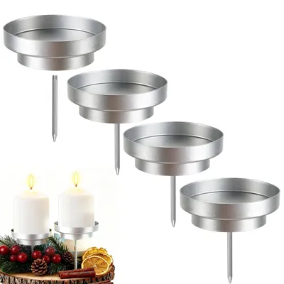 Productafbeelding van Kaarsenstandaards voor adventskrans - 4 stuks - Voor adventskrans - Zilver, 8 cm