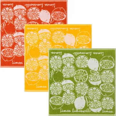 Produktbild von Kracht Frottier-Geschirrtuch Limoncello" 3er-Pack orange/gelb/grün 50x50 cm"