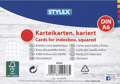 Produktbild von 400 Karteikarten / DIN A6 / weiss / kariert