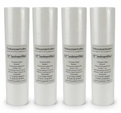 Produktbild von 4 x Sediment Vorfilter - Grobfilter 10 Zoll 1 µm Polypropylene Wasserfilter - Sparangebot