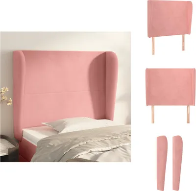 Produktbild von vidaXL Kopfteil mit Ohren Rosa 93x23x118/128 cm Samt -  Kopf- & Fußenden