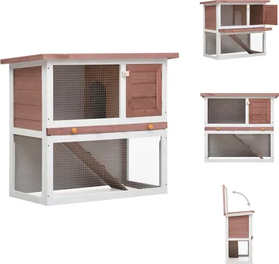 Imagen del producto de vidaXL Jaula para conejos, 1 puerta, color marrón, madera. Hábitats y jaulas para animales pequeños