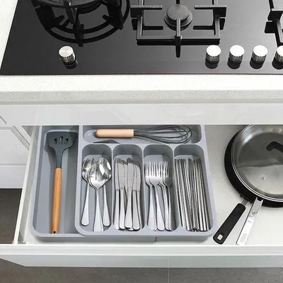 Immagine prodotto di Grande organizer da cucina - A scomparsa - Portaposate - Ampio cassetto portaposate - Regolabile