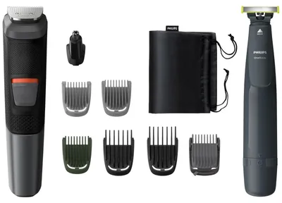 Zdjęcie produktu dla Philips MULTIGROOM Series 5000 MG5720/90, Czarny, Szary, Ucho, Nos, Stal nierdzewna, Bateria, 80 min, Wbudowana bateria