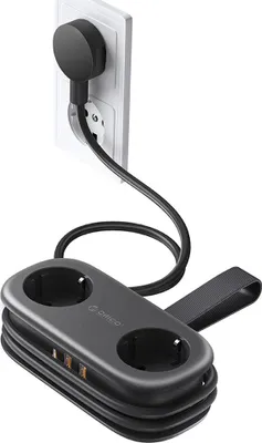 Obrázek produktu pro INF Evropská prodlužovací zásuvka PD20W s USB porty a organizérem kabelů Černá