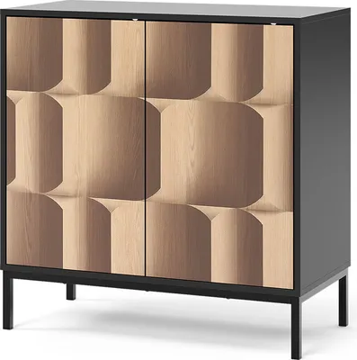 Produktbild von Sideboard Vicco Eliza Schwarz/Eiche 80 x 81.2 cm mit 2 Türen, Model 55178