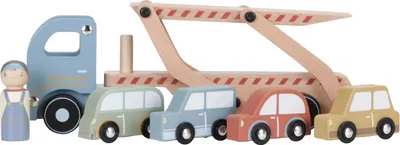 Produktbild von Little Dutch Holz-Abschleppwagen mit Hebebühne und 4 Autos