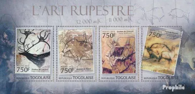 Produktbild von Briefmarken Togo 2013 Mi 4671-4674 Kleinbogen (kompl. Ausgabe) postfrisch Höhlenkunst