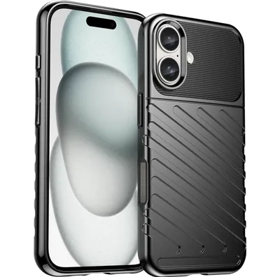 Produktbild von Mobigear Groove iPhone 16 Hülle Flexibles TPU Backcover - Schwarz