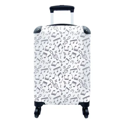 Produktbild von MuchoWow® Koffer Handgepäck Trolley Rollkoffer Kleine Reisekoffer mit 4 Rollen - Musiknoten - Muster - Musik - Cabin Size < 55x40x23 cm & 55x40x20 cm - Fotokoffer - Kabinenkoffer - Boardgepäck - Reise-Box - Reisekoffer - Reisegepäck - Koffer mit Bild - Trolley für Kinder