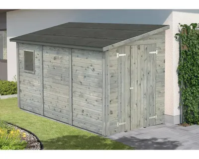 Produktbild von Gartenhaus Palmako Mia 5,2 m² inkl. Fußboden 354 x 178 cm tauchgrundiert grau