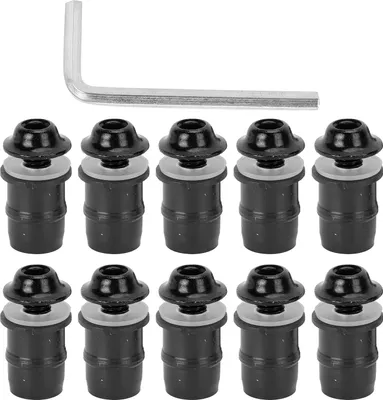 Produktbild von 10er Set M5x16mm Windschildschrauben / Universelle Montageschrauben für Motorräder – Schwarz mit Schraubenschlüssel