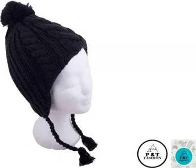 Produktbild von P&T Wintermütze mit Pompon - Schwarz - Größe 55-57