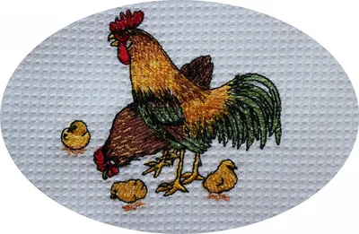 Produktbild von Triolino Waffelpique-Geschirrtuch Küchentuch 100% Baumwolle schöne Stickerei, Grösse:50 cm x 70 cm, Farbe:blaue Streifen - Hühner