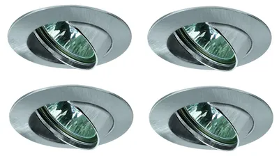 Produktbild von Paulmann Premium Einbauleuchten Set schwenkbar 4x50W 2x105VA 230/12V GU5,3 51mm Eisen gebürstet/Alu Zink