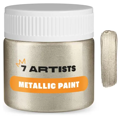 Produktbild von 7 Artists Acrylfarbe Antique Silver Metallic 50 ml | Acrylfarbe Metallic - Metallic Acrylfarben für Leinwand , Papier, Steine , Holz usw.