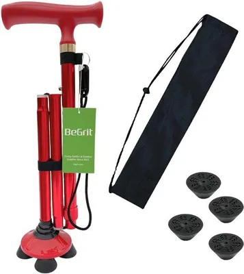 Produktbild von Verstellbare All-Terrain Wandelstok für Senioren, rote Aluminium, tragbar