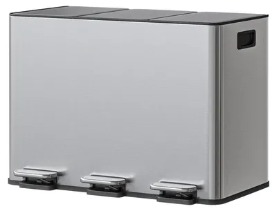 Produktbild von Küchen Mülleimer - Tretmülleimer mit 2 Fächern - Mülltrennung - Edelstahl - Soft Close Deckel - Rechteckig - Silber