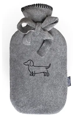 Produktbild von Eagle Products Wärmflasche POLDI, 20x35 cm, flanell mit Flockdruck Dackel und Kammstich schwarz)
