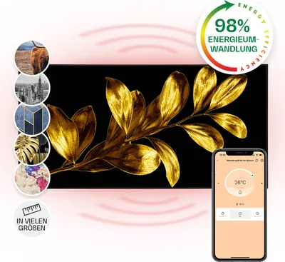 Image de Klarstein Air Art Smart Chauffage Infrarouge, 700W Radiateur Electrique pour Maison, Contrôle via l'Application IoT/WiFi, Détection de Fenêtre Ouverte, Chauffage Mural, Thermostat, Econome, Sans CO2