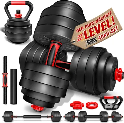 Immagine prodotto di RE:SPORT® Set di manubri 40 kg con kettlebell Manubri Set di manubri Piastre per manubri