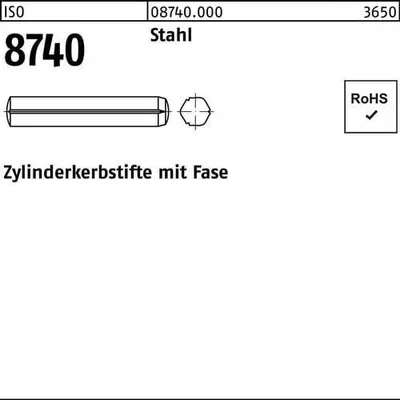 Produktbild von Reyher  Zyl.kerbstifte m. Fase ISO 8740 Stahl 8 x 60 (100 Stück)
