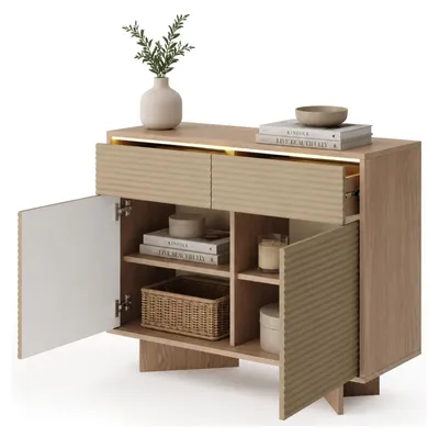 Produktbild von Hateva - Sideboard, 104x40x84h cm Eiche Braun, 2 Schubladen