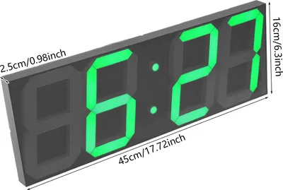 Produktbild von LED Wanduhr - Digitale Wanduhr - Modernes minimalistisches Design - Großes LED-Display - Leiser Betrieb - Acryl - Größe 45×16×2,5 cm - Grün