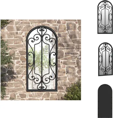 Zdjęcie produktu dla vidaXL Lustro ogrodowe czarne 100x45 cm żelazne - Lustro