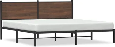 Produktbild von vidaXL Metallbett ohne Matratze Braun Eichen-Optik 183x213 cm