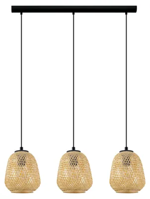 Immagine prodotto di Lampadario A Sospensione Vintage Dembleby Acciaio Nero Legno 3 Luci E27