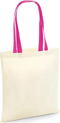 Produktbild von Westford Mill Tragetasche mit Kontrast-Henkel RW7171 (Einheitsgröße) (Natur/Fuchsia)