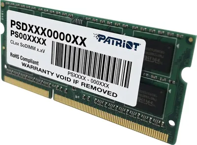Zdjęcie produktu dla Patriot Memory 8GB DDR3 PC3-12800 (1600MHz) SODIMM, 8 GB, 1 x 8 GB, DDR3, 1600 MHz, 204-pin SO-DIMM