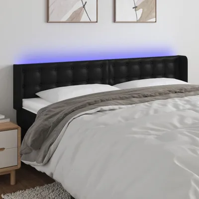 Produktbild von The Living Store LED Kopfteil Schwarz 163x16x78/88 cm Kunstleder