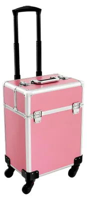 Produktbild von Professioneller Make-up-Koffer mit Rollen, Kosmetikkoffer in Hartschale, abnehmbare Rollen und Teleskopgriff für Reisen, Arbeit und Zuhause