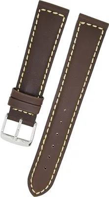 Produktbild von Uhrenarmband Kalbleder Dunkelbraun mit weißer Naht 22mm Dornschließe