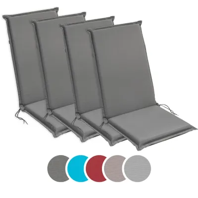 Obrázek produktu pro sleepling - Sada 4 vysokých polštářů na opěradlo, polštář na zahradní židli, 120 x 50 cm, tloušťka 6 cm, antracitově šedá barva