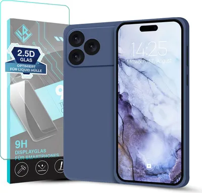 Produktbild von Hülle für Apple iPhone 17 Pro Max mit 9H Displayglas Displayschutz Plus Case Cover Bumper Silikon Softgrip Schutzhülle Farbe: Lavendelblau