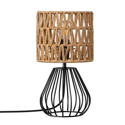Image de Lampe de table EDISHINE pour le salon, lampe de chevet vintage avec ampoule LED 4 W incluse, pour la chambre à coucher, 29 cm, noir