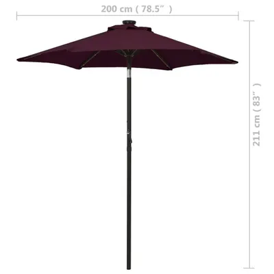 Immagine prodotto di vidaXL Ombrellone con luci LED rosso bordeaux 200x211 cm Alluminio