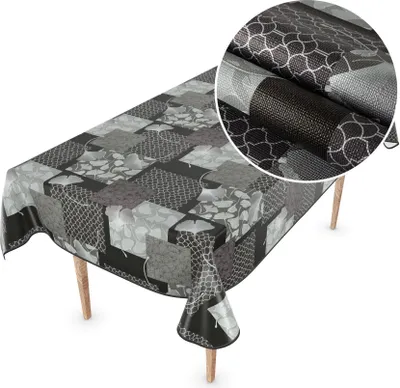 Produktbild von Tischdecke Wachstuch Premium Ornamente Schwarz Robust Wasserabweisend Breite 140 cm Länge 280 cm
