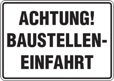 Produktbild von Dreifke® Baustellenschild, Achtung! Baustelleneinfahrt, 250x350mm, Alu gepräg...
